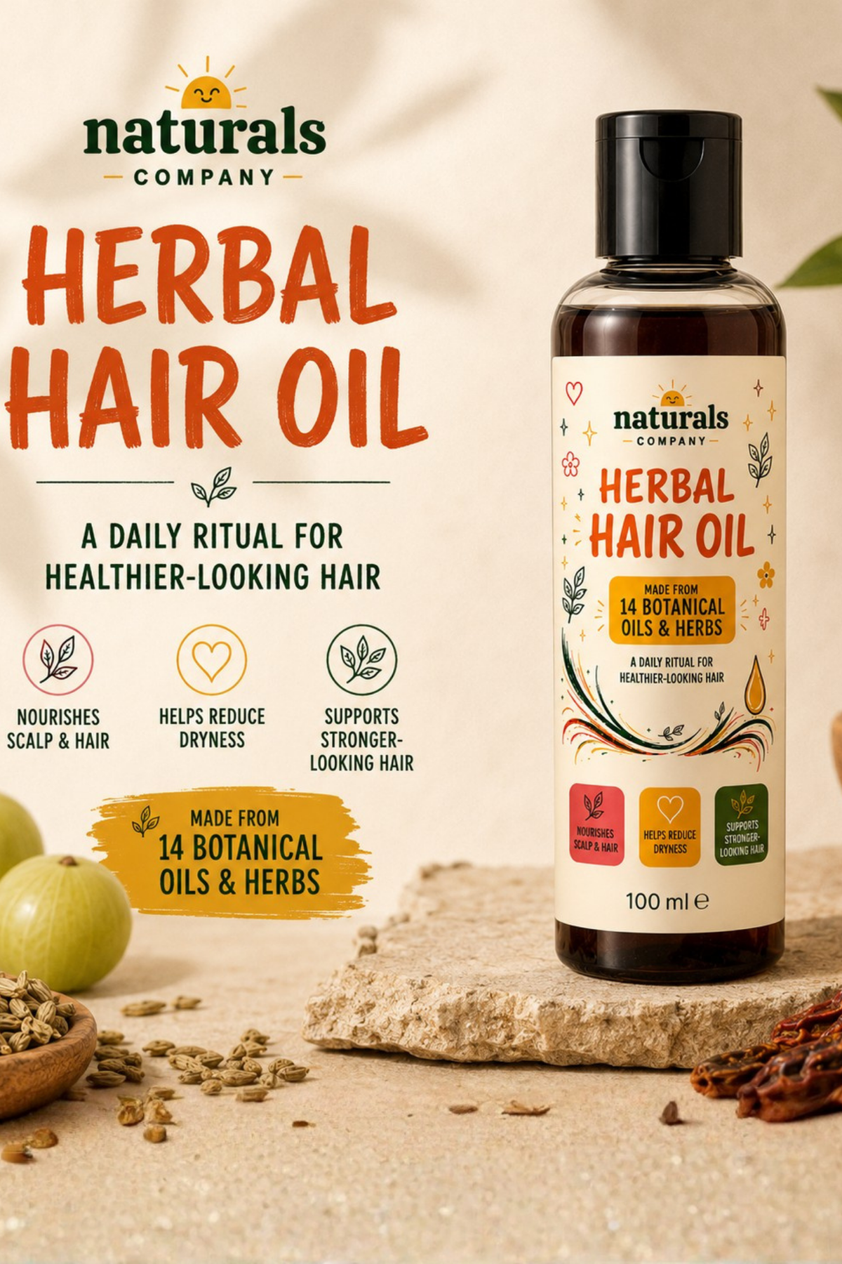 Herbal Hair Oil – 14 Botanical Oils & Herbs