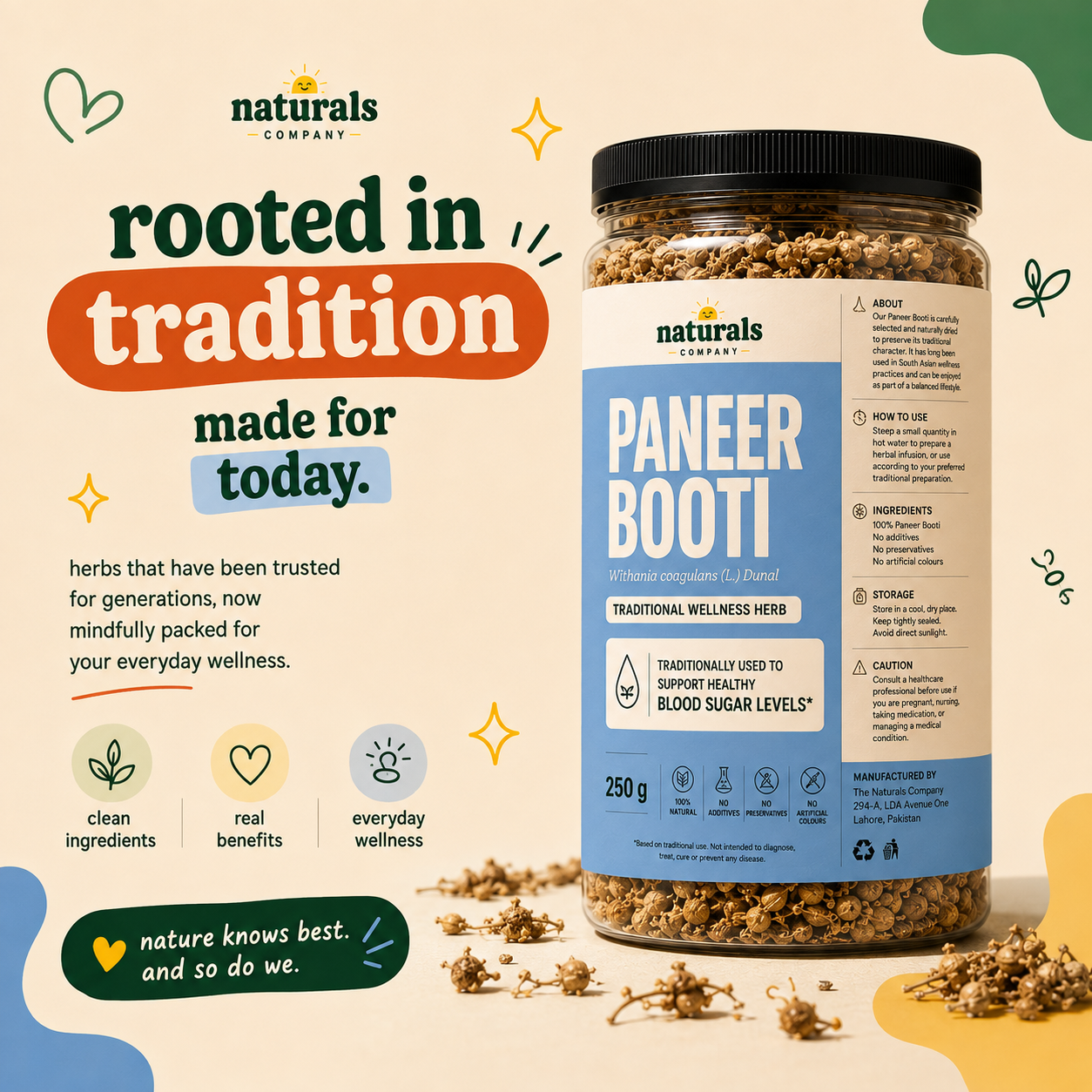 Paneer Booti (Withania coagulans) –  Whole Dried Herb - Weight: 250 g
