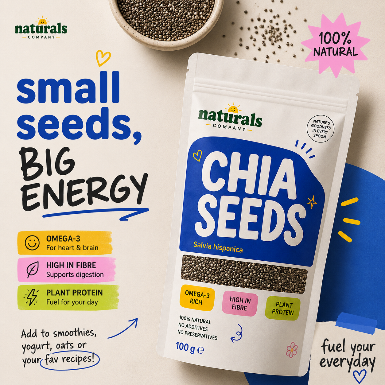 Super Chia Seeds | Omega-3, Fibre & Plant Protein